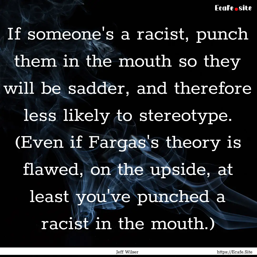 If someone's a racist, punch them in the.... : Quote by Jeff Wilser