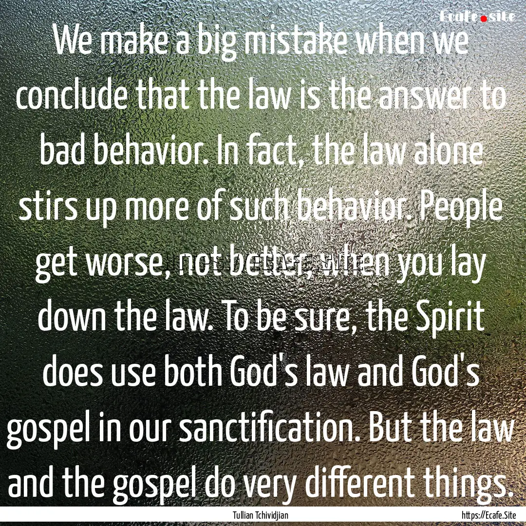 We make a big mistake when we conclude that.... : Quote by Tullian Tchividjian