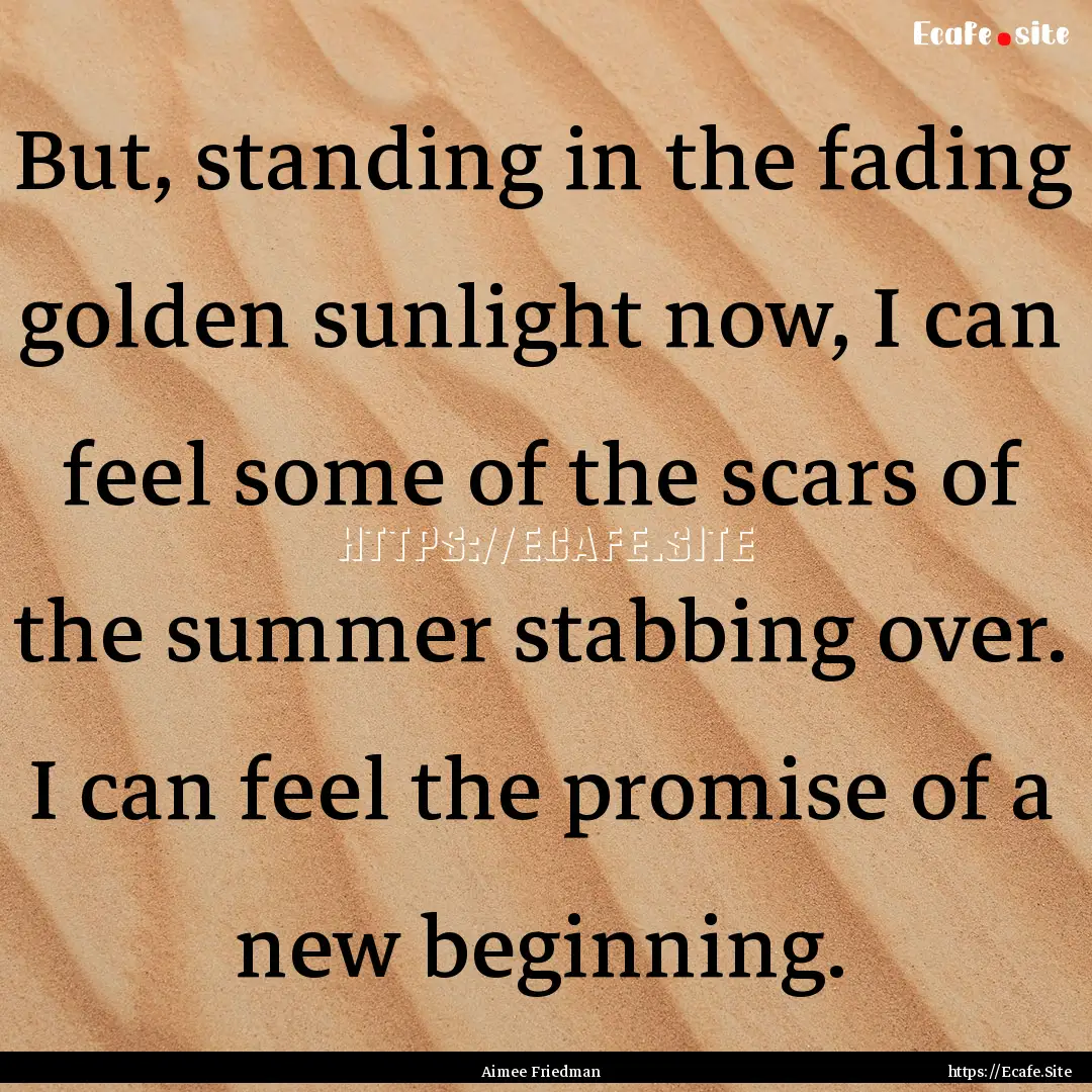 But, standing in the fading golden sunlight.... : Quote by Aimee Friedman