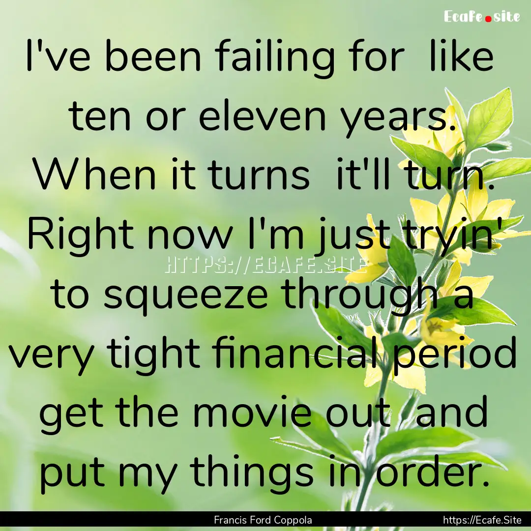 I've been failing for like ten or eleven.... : Quote by Francis Ford Coppola