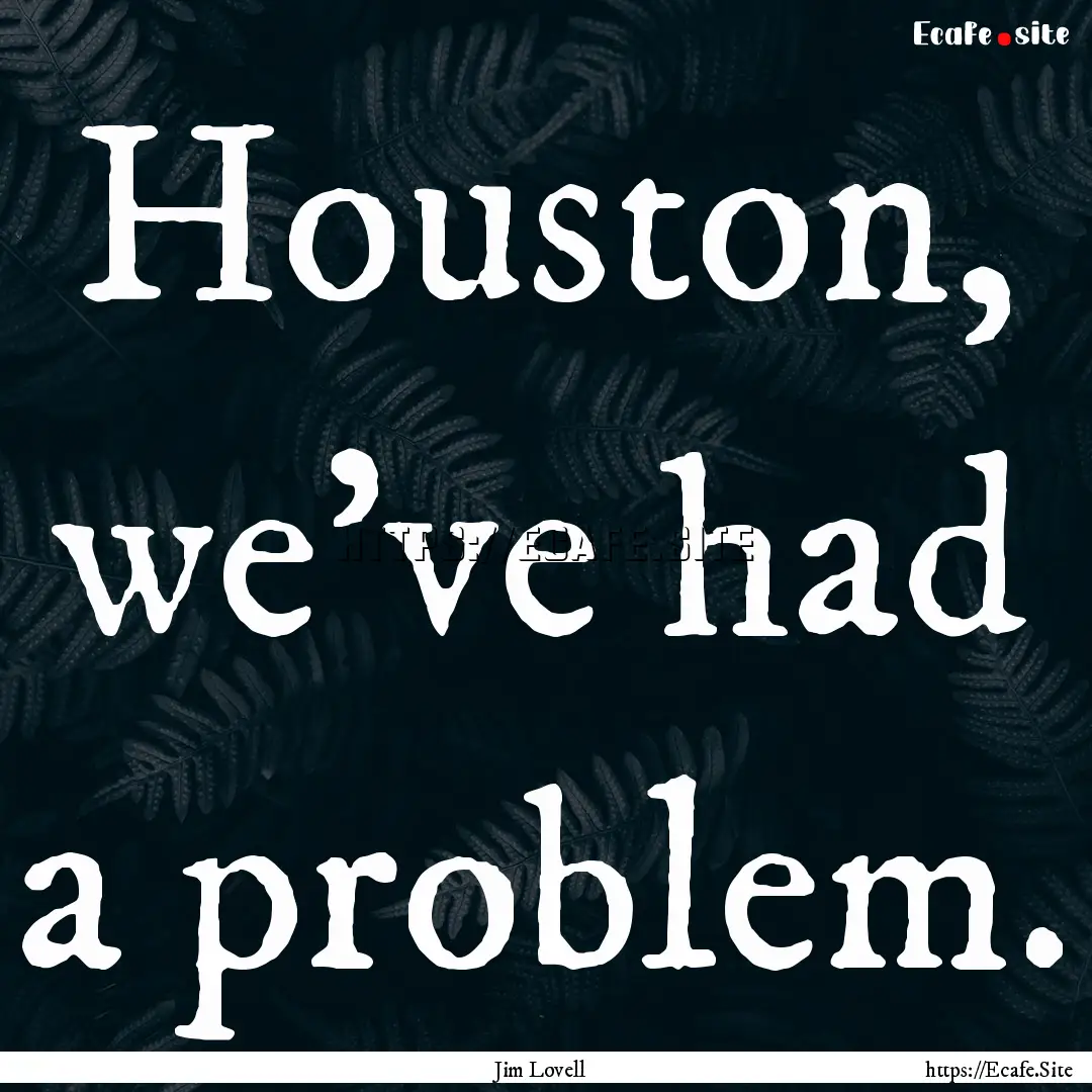 Houston, we've had a problem. : Quote by Jim Lovell