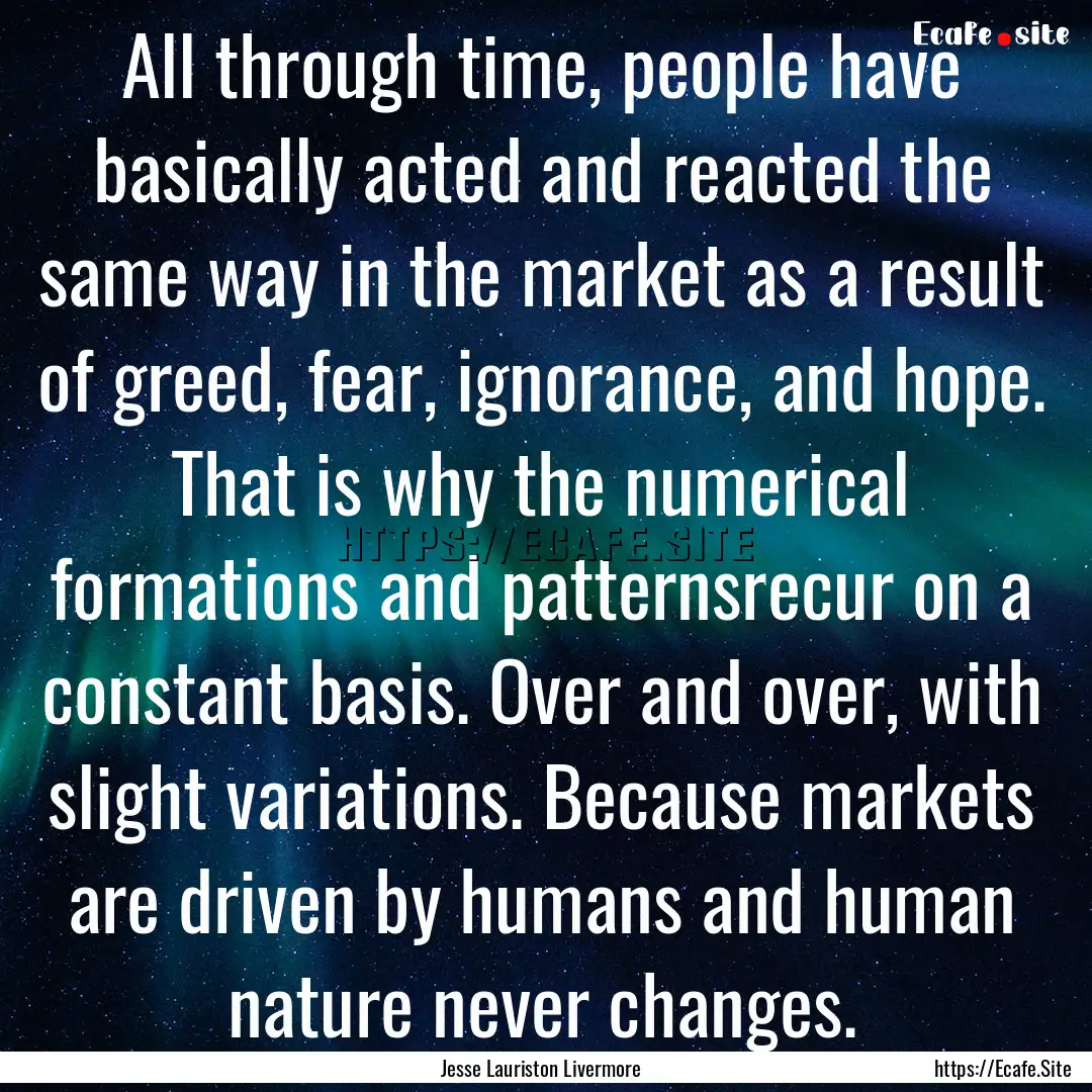 All through time, people have basically acted.... : Quote by Jesse Lauriston Livermore