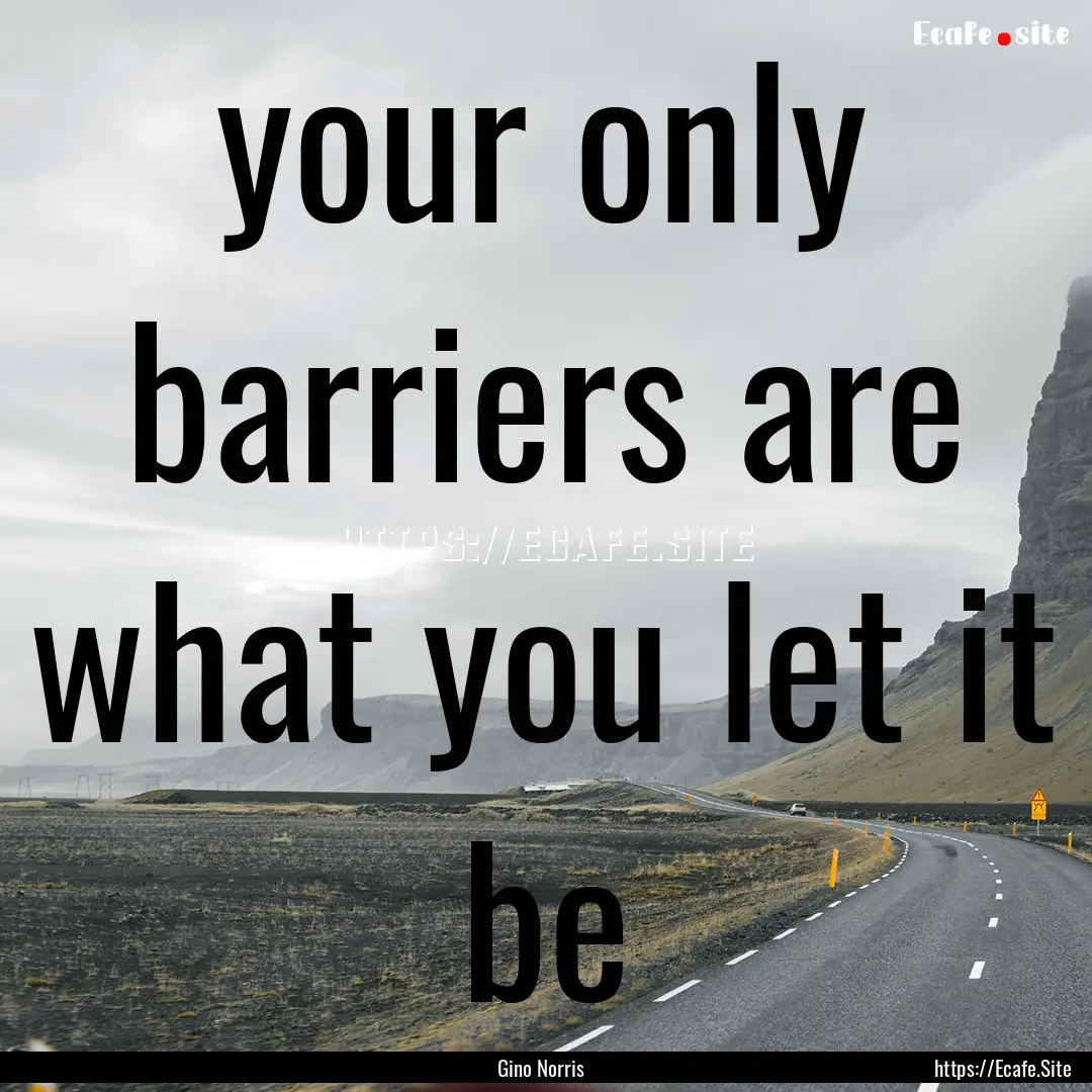 your only barriers are what you let it be.... : Quote by Gino Norris