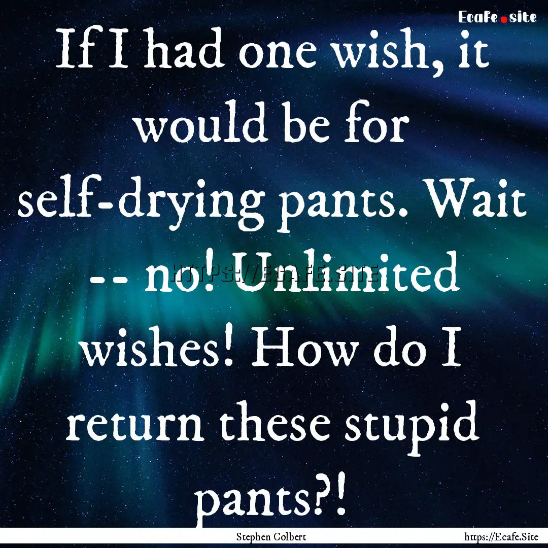 If I had one wish, it would be for self-drying.... : Quote by Stephen Colbert