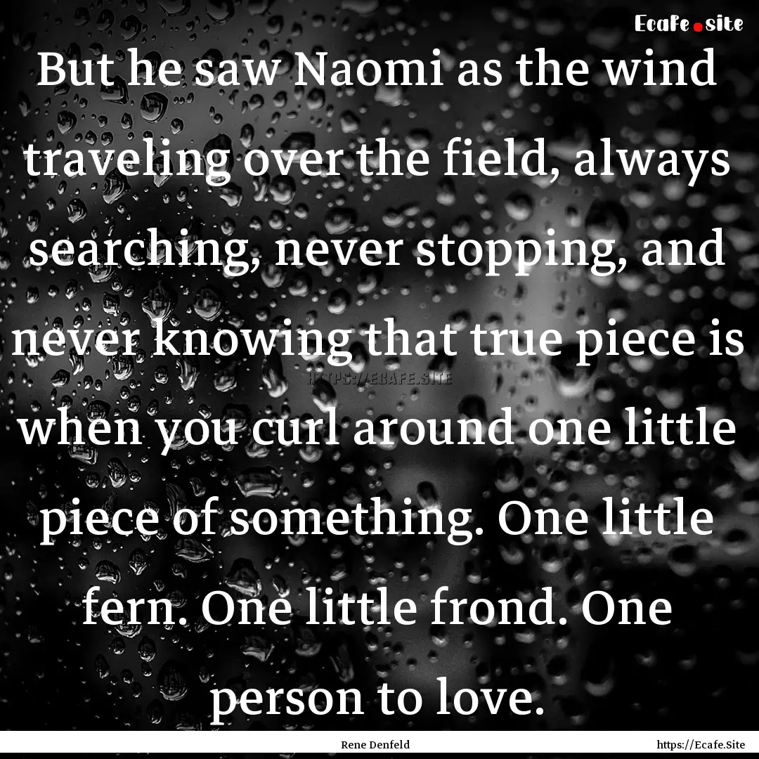 But he saw Naomi as the wind traveling over.... : Quote by Rene Denfeld