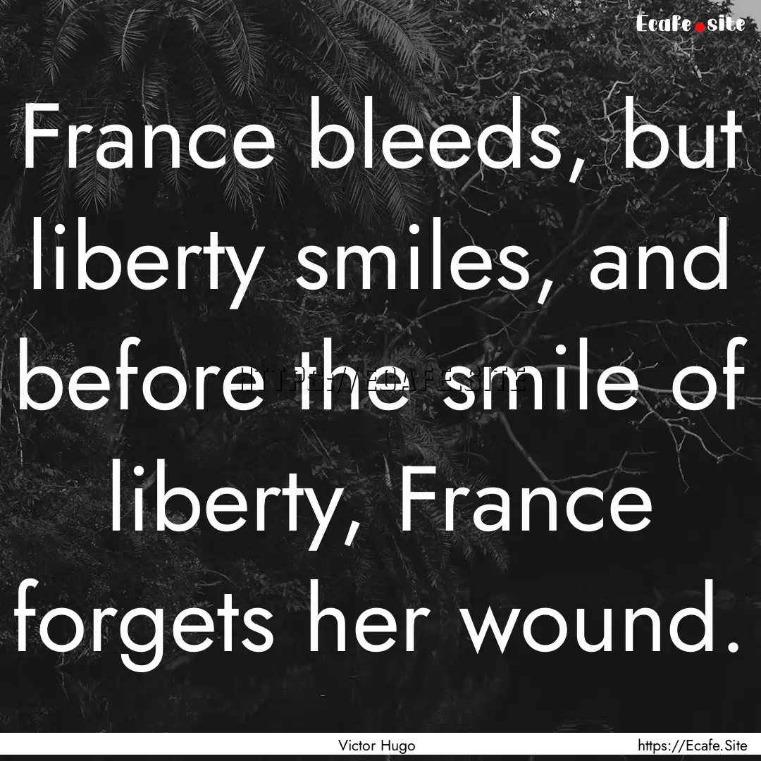 France bleeds, but liberty smiles, and before.... : Quote by Victor Hugo