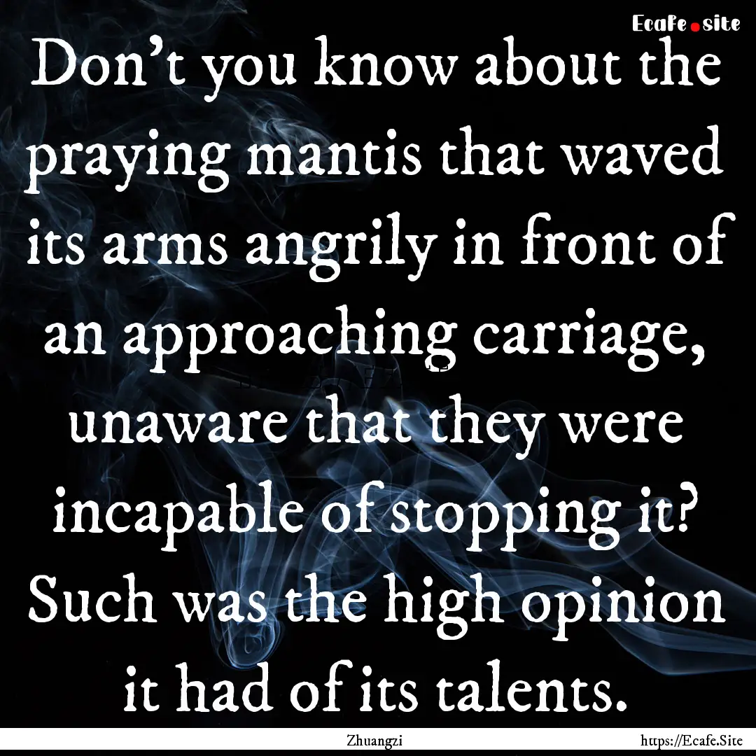 Don't you know about the praying mantis that.... : Quote by Zhuangzi