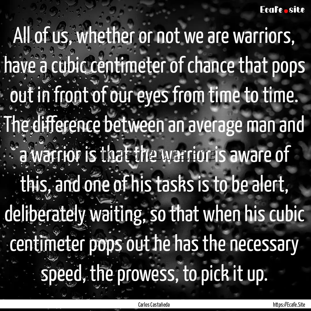 All of us, whether or not we are warriors,.... : Quote by Carlos Castañeda