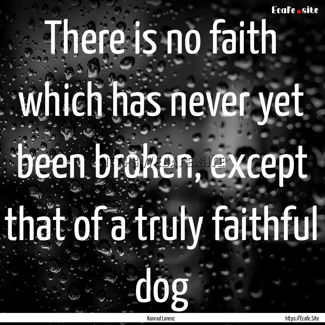 There is no faith which has never yet been.... : Quote by Konrad Lorenz