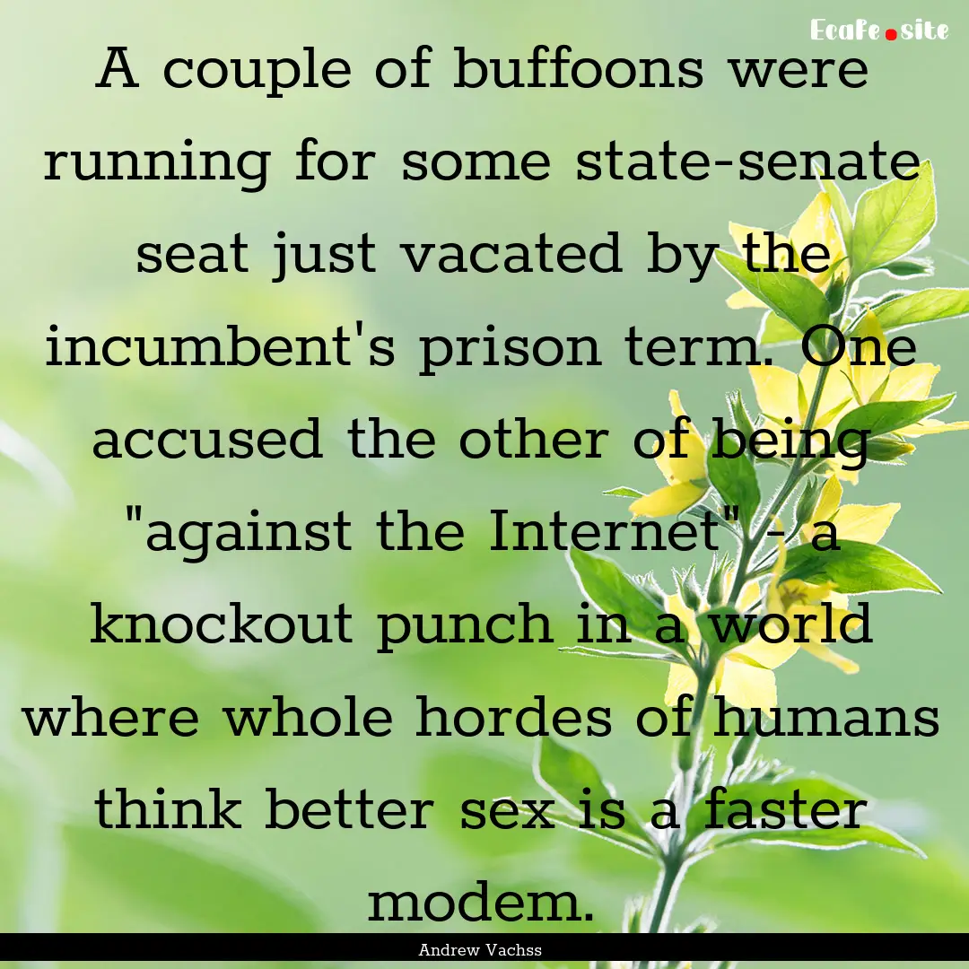 A couple of buffoons were running for some.... : Quote by Andrew Vachss