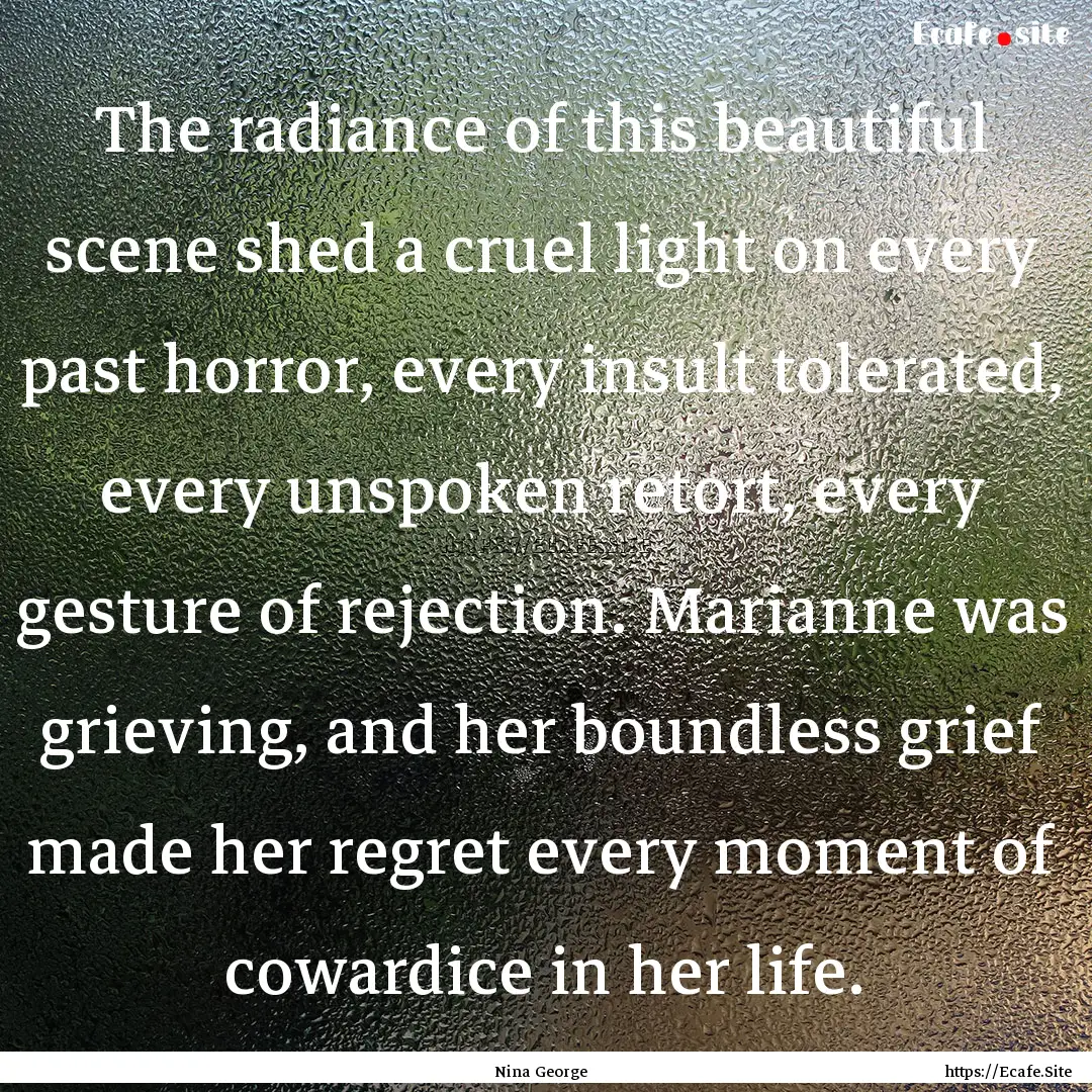 The radiance of this beautiful scene shed.... : Quote by Nina George