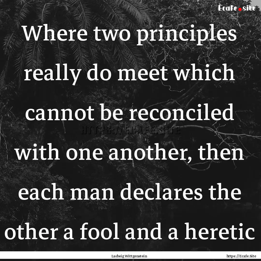 Where two principles really do meet which.... : Quote by Ludwig Wittgenstein