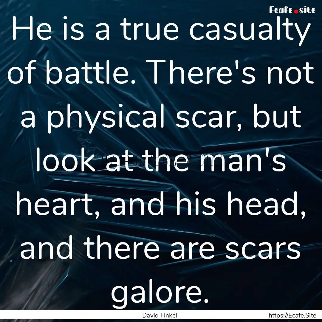 He is a true casualty of battle. There's.... : Quote by David Finkel