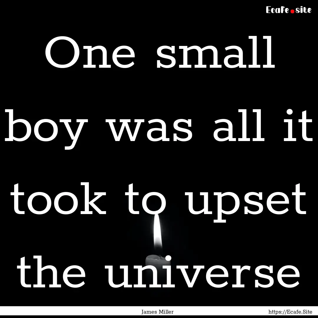 One small boy was all it took to upset the.... : Quote by James Miller