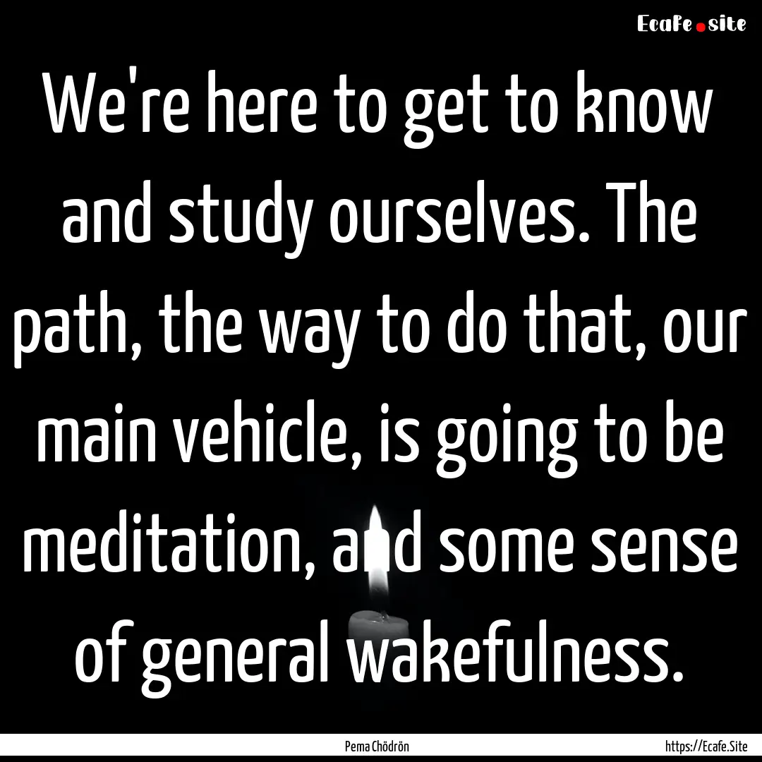 We're here to get to know and study ourselves..... : Quote by Pema Chödrön