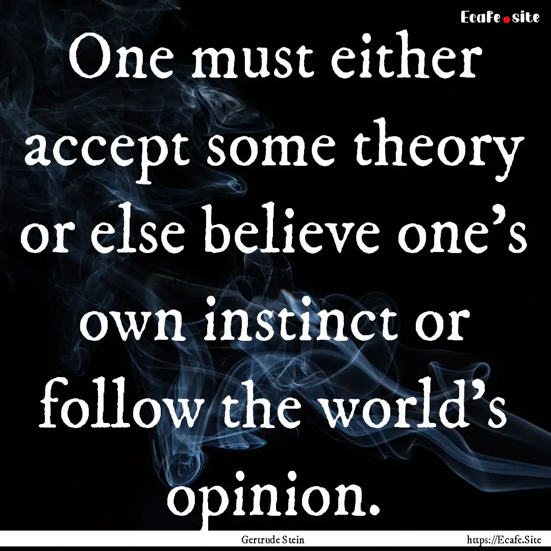 One must either accept some theory or else.... : Quote by Gertrude Stein