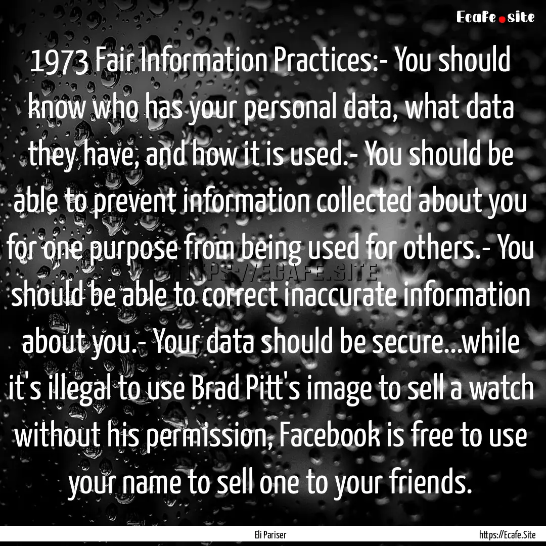 1973 Fair Information Practices:- You should.... : Quote by Eli Pariser