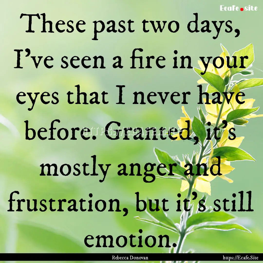 These past two days, I’ve seen a fire in.... : Quote by Rebecca Donovan