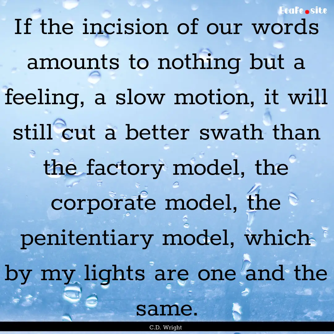 If the incision of our words amounts to nothing.... : Quote by C.D. Wright