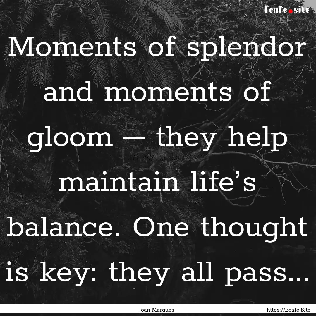 Moments of splendor and moments of gloom.... : Quote by Joan Marques