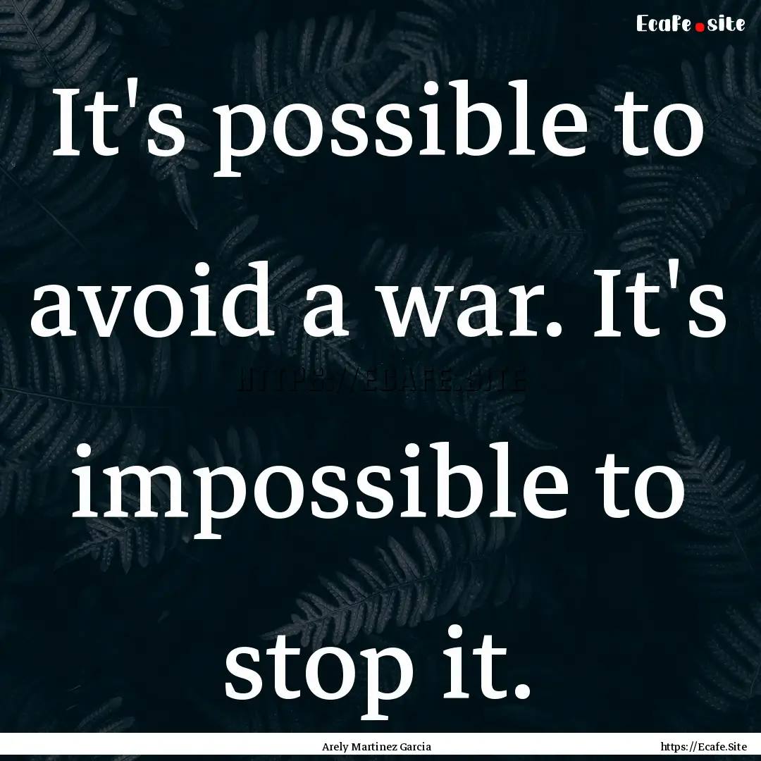 It's possible to avoid a war. It's impossible.... : Quote by Arely Martinez Garcia