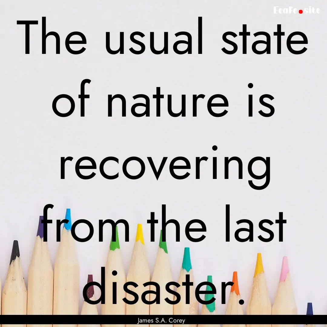 The usual state of nature is recovering from.... : Quote by James S.A. Corey