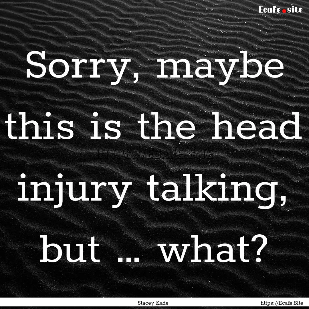 Sorry, maybe this is the head injury talking,.... : Quote by Stacey Kade