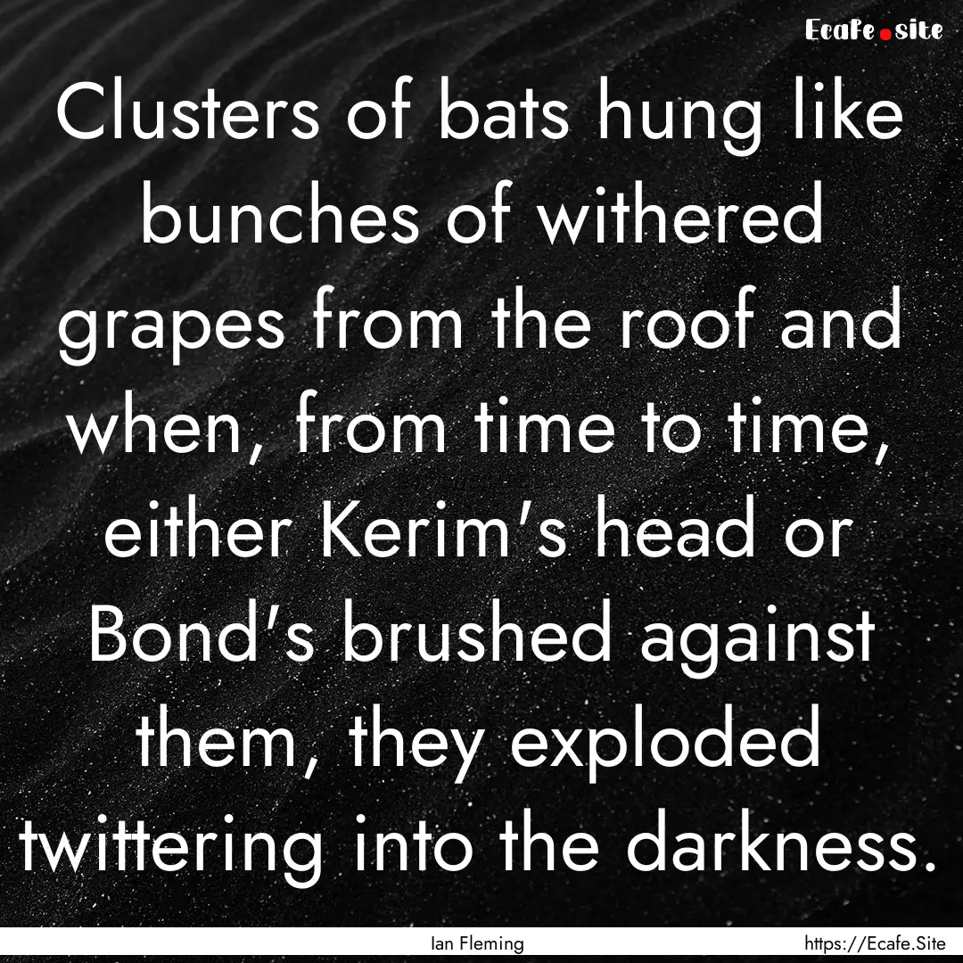 Clusters of bats hung like bunches of withered.... : Quote by Ian Fleming