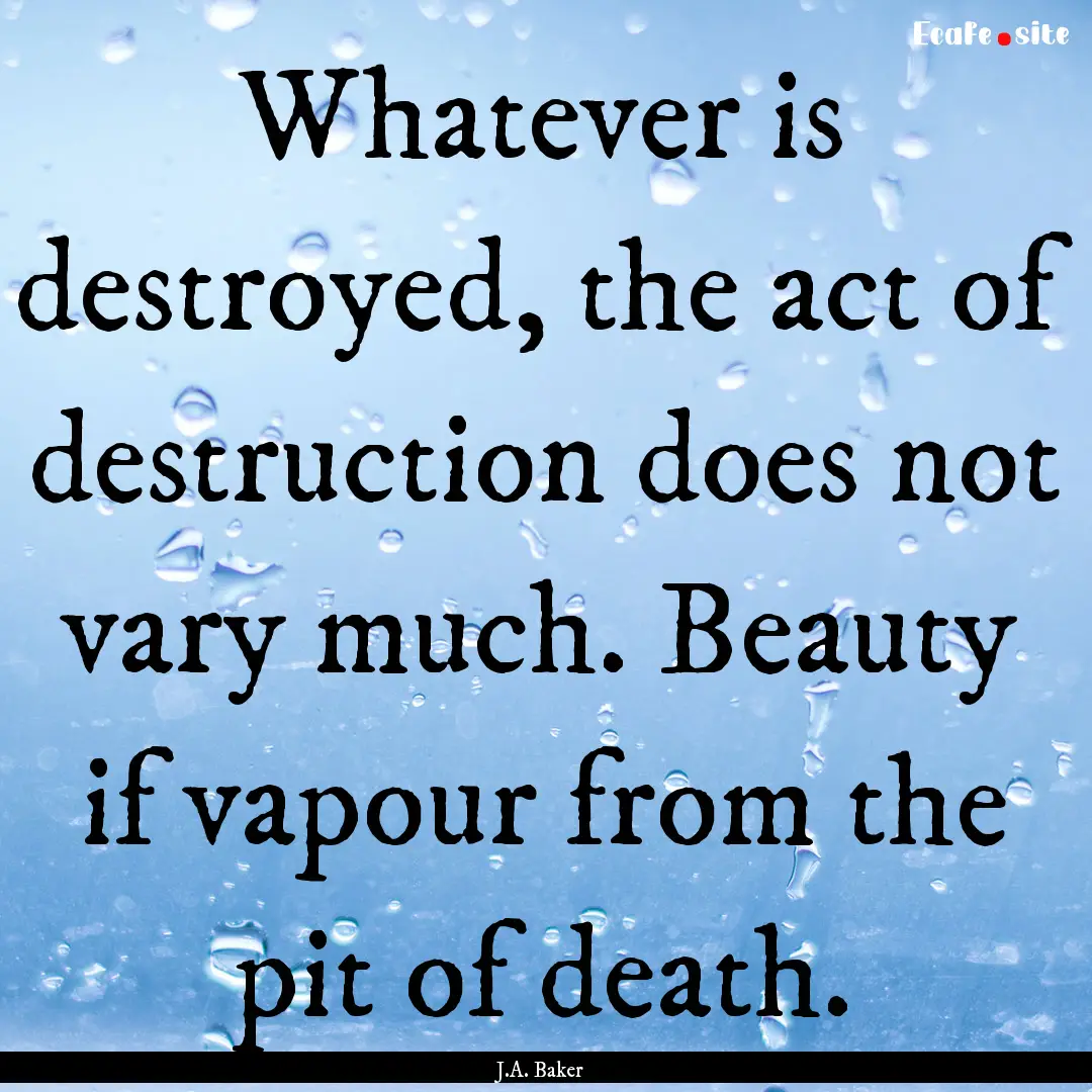 Whatever is destroyed, the act of destruction.... : Quote by J.A. Baker