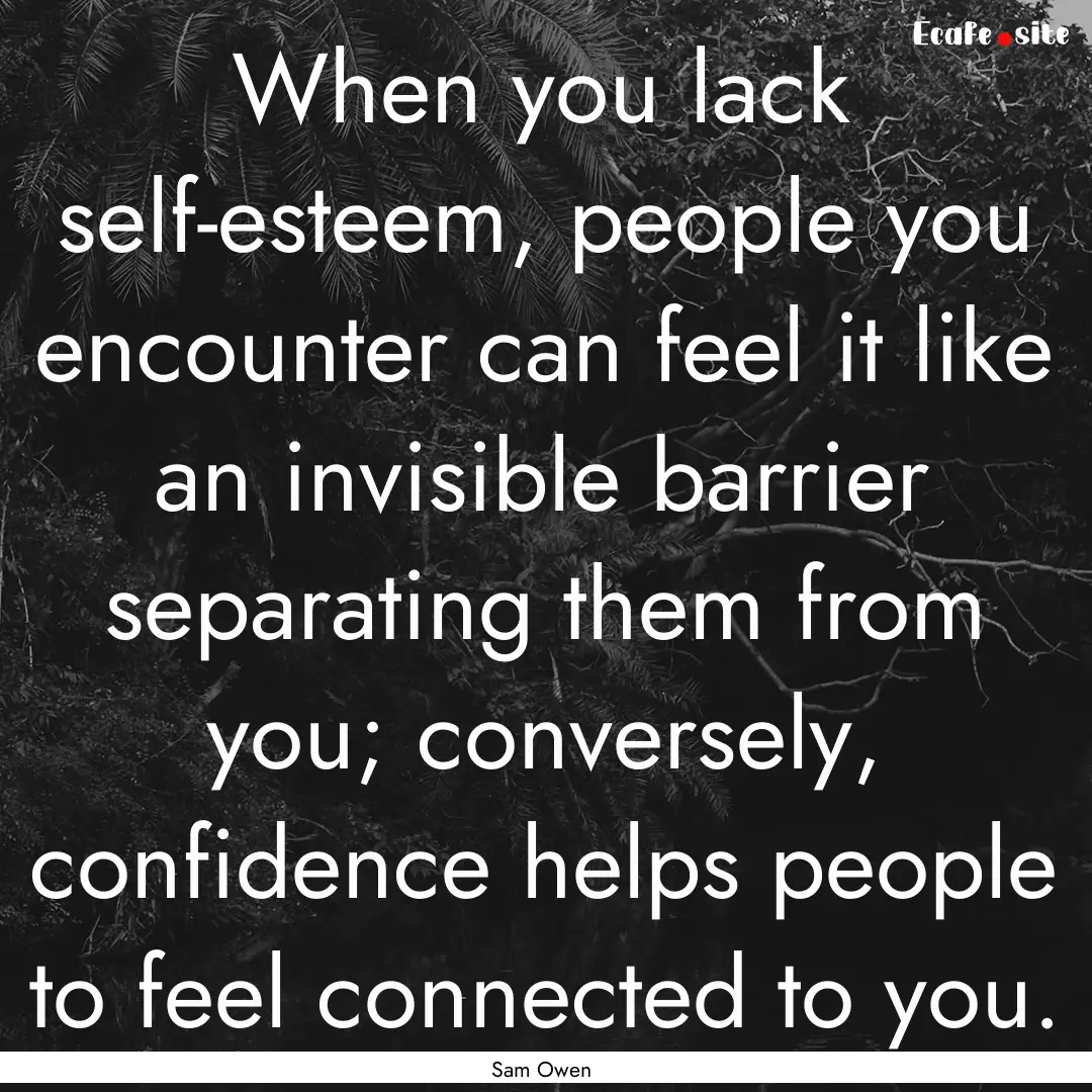 When you lack self-esteem, people you encounter.... : Quote by Sam Owen