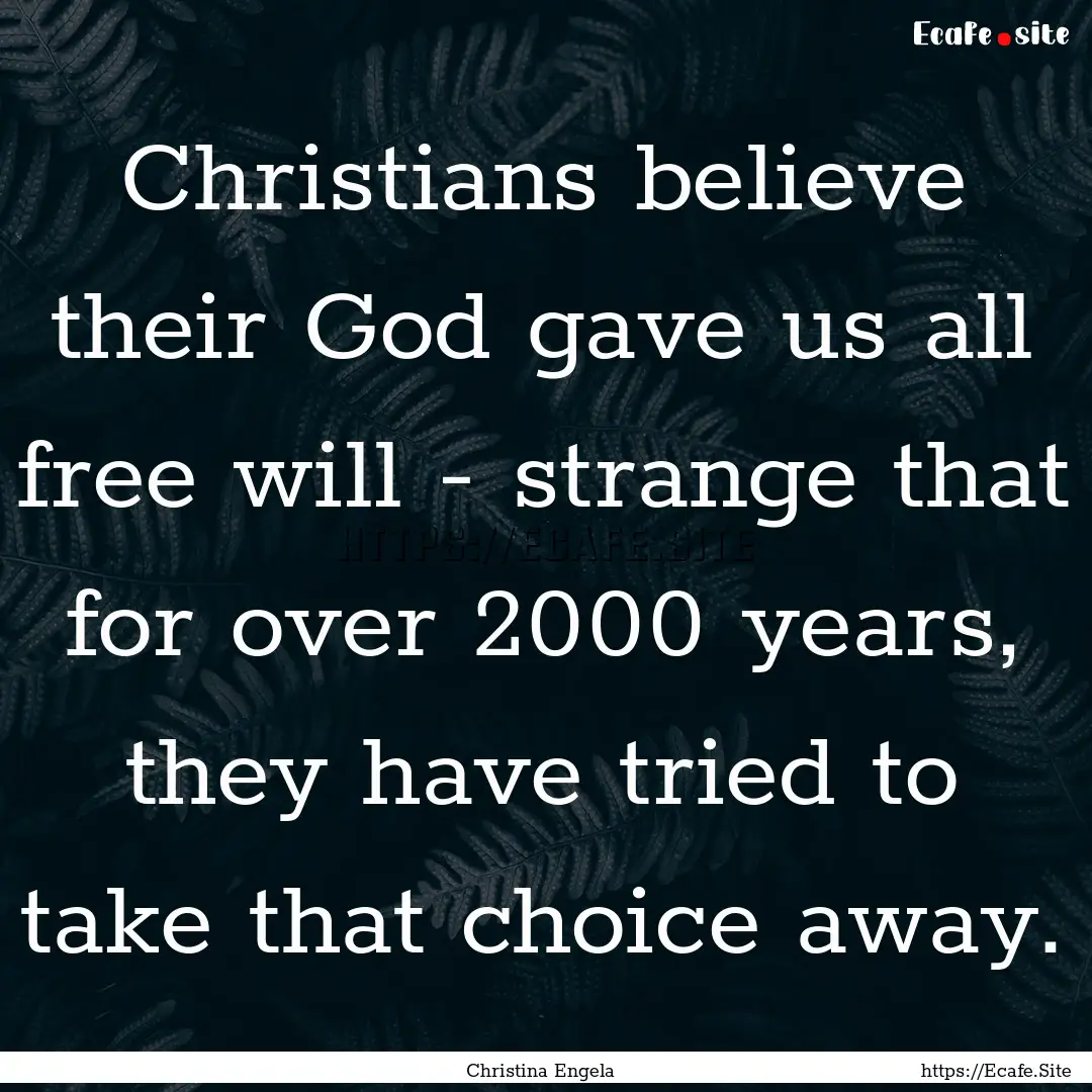 Christians believe their God gave us all.... : Quote by Christina Engela