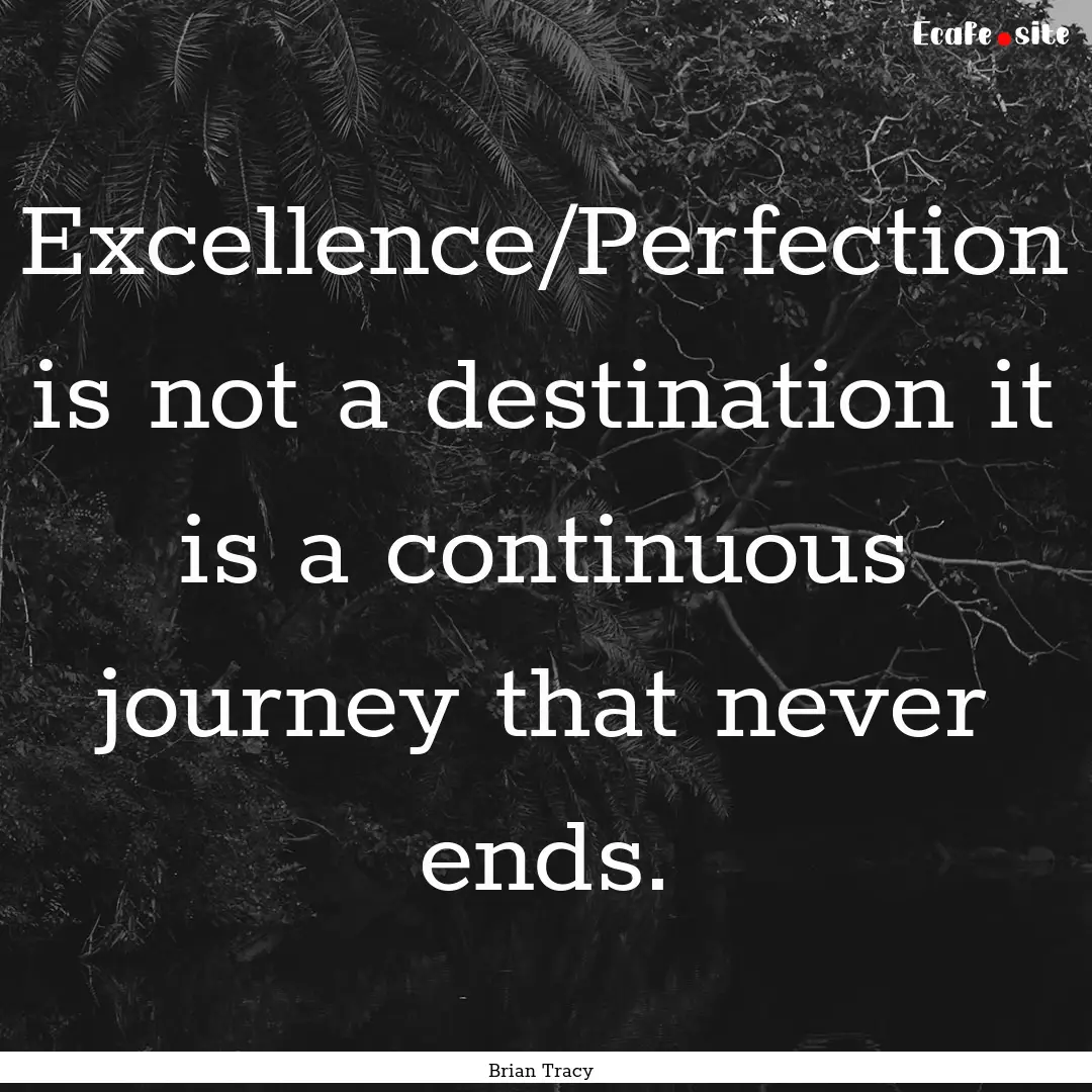 Excellence/Perfection is not a destination.... : Quote by Brian Tracy