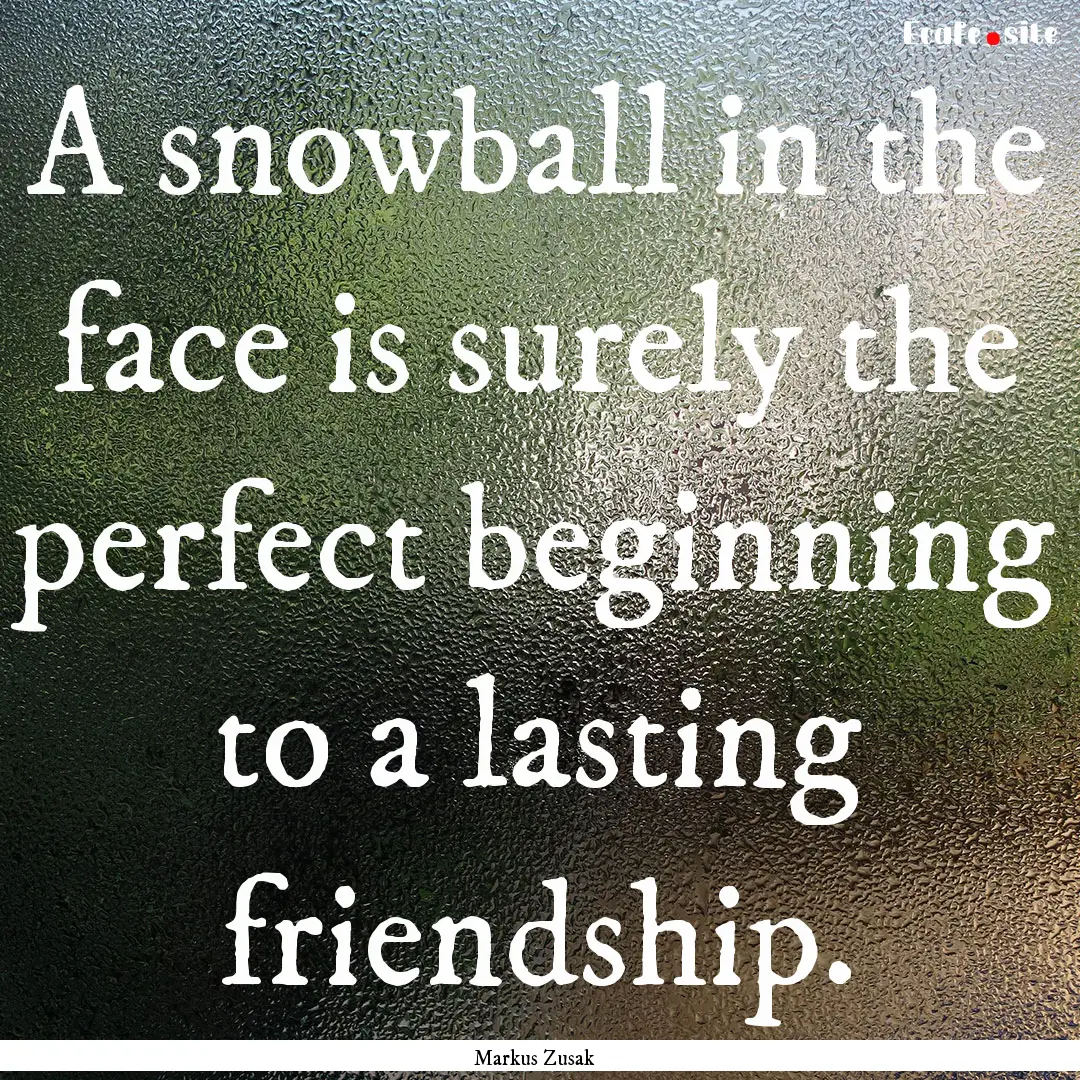 A snowball in the face is surely the perfect.... : Quote by Markus Zusak