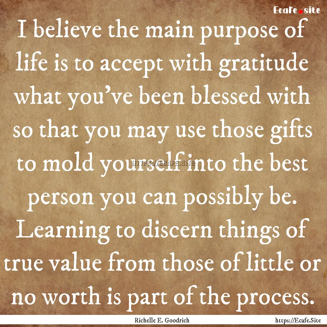 I believe the main purpose of life is to.... : Quote by Richelle E. Goodrich