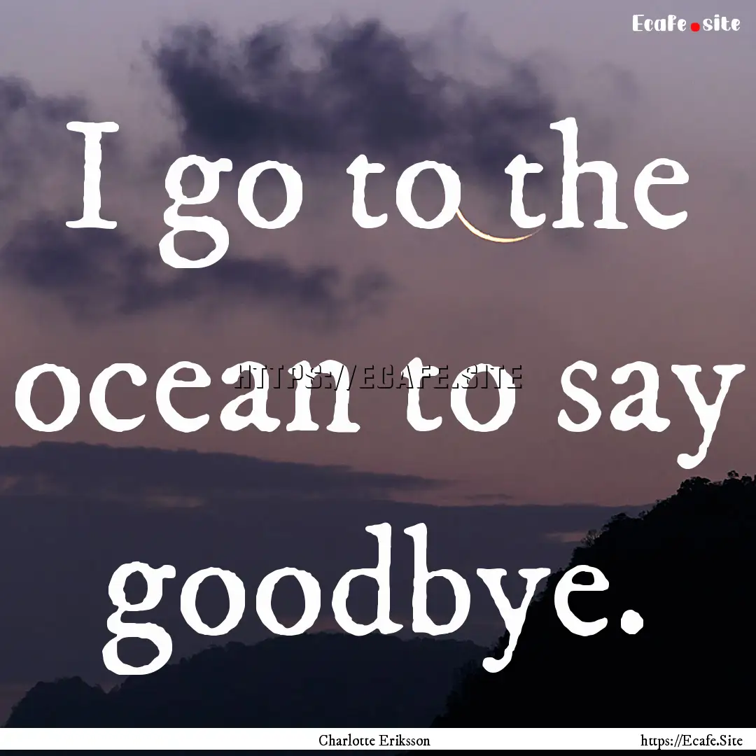 I go to the ocean to say goodbye. : Quote by Charlotte Eriksson