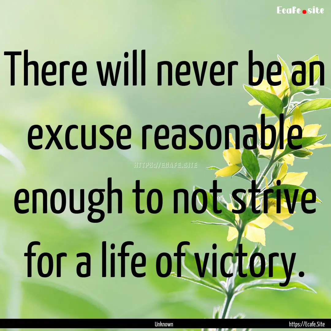 There will never be an excuse reasonable.... : Quote by Unknown