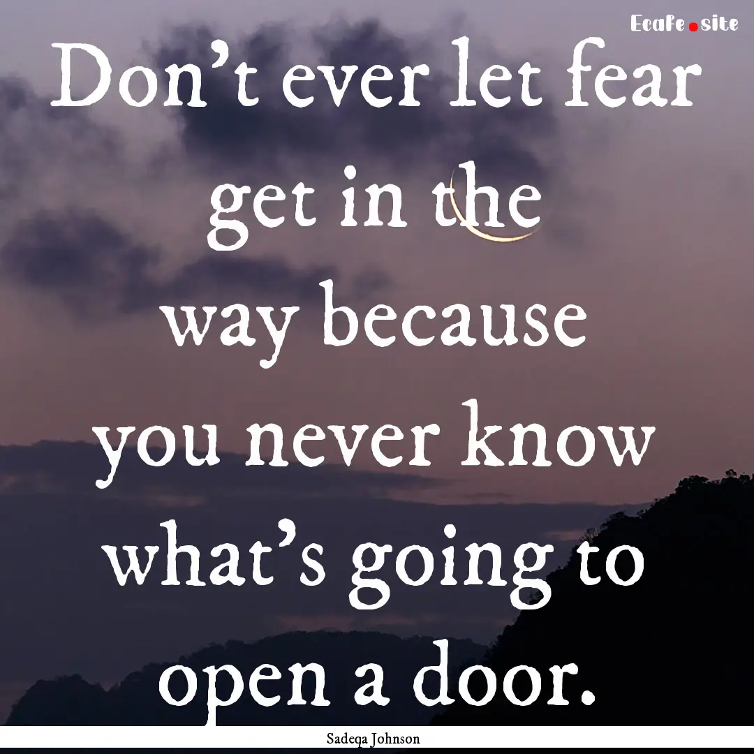 Don't ever let fear get in the way because.... : Quote by Sadeqa Johnson