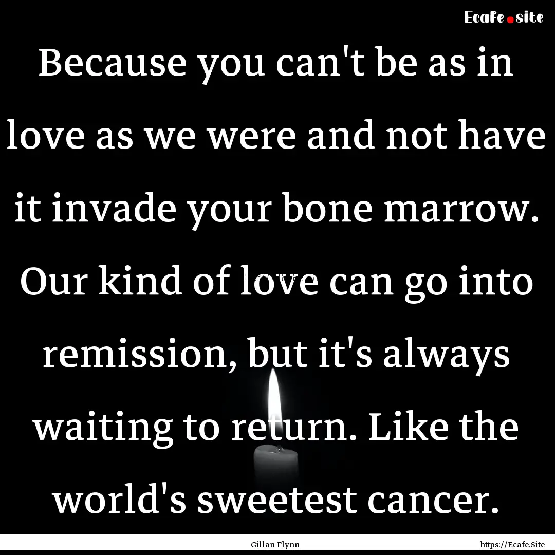 Because you can't be as in love as we were.... : Quote by Gillan Flynn