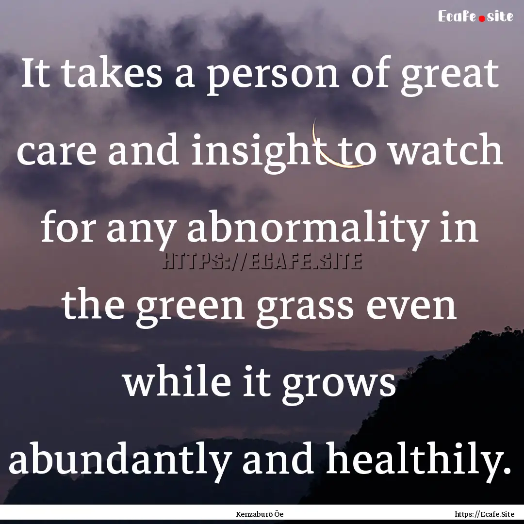 It takes a person of great care and insight.... : Quote by Kenzaburō Ōe