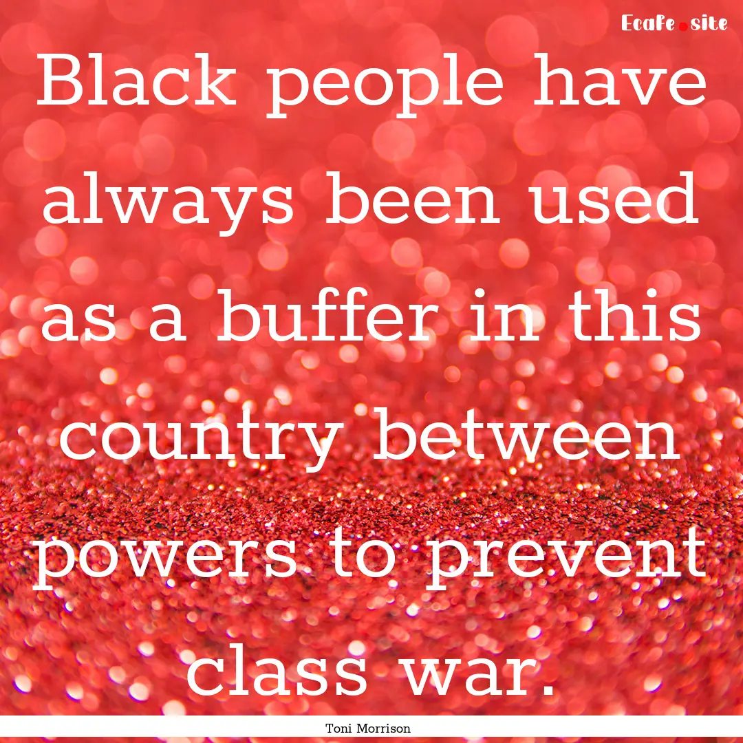 Black people have always been used as a buffer.... : Quote by Toni Morrison