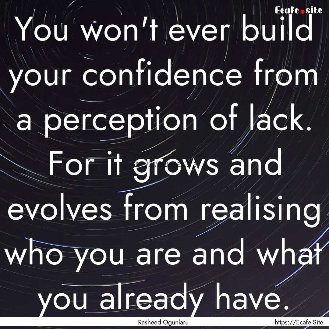 You won't ever build your confidence from.... : Quote by Rasheed Ogunlaru