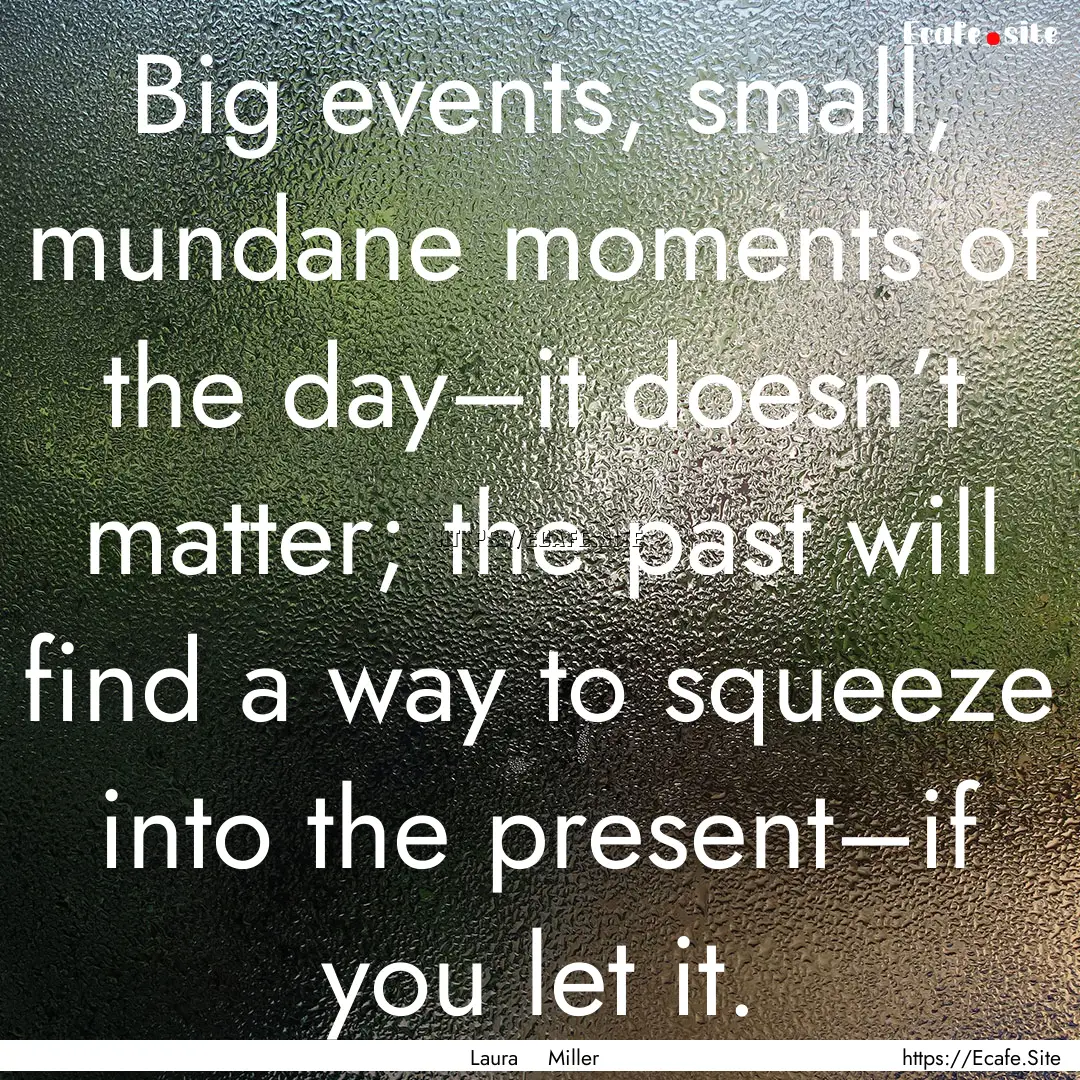 Big events, small, mundane moments of the.... : Quote by Laura Miller