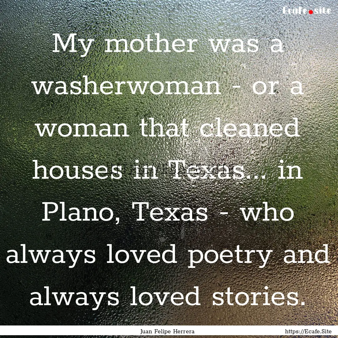 My mother was a washerwoman - or a woman.... : Quote by Juan Felipe Herrera