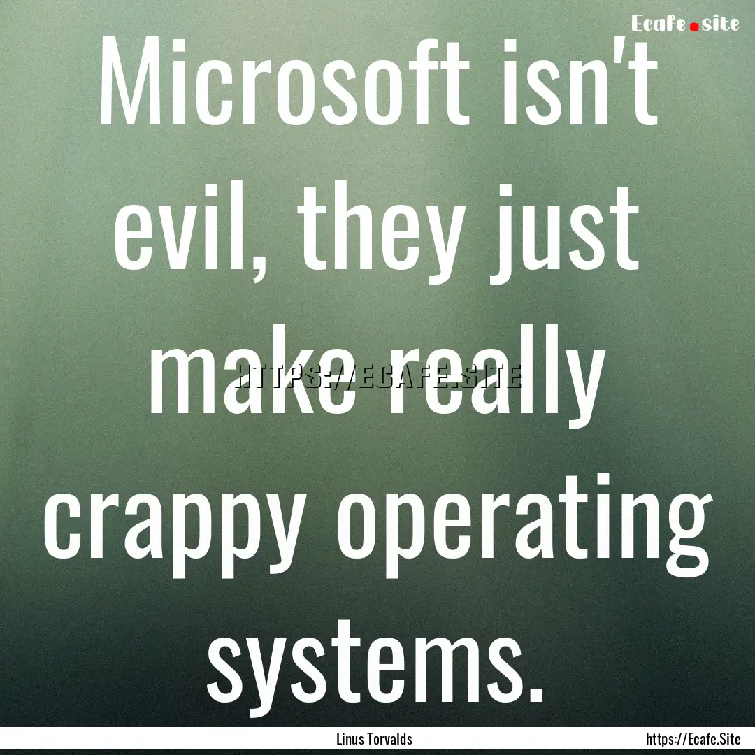 Microsoft isn't evil, they just make really.... : Quote by Linus Torvalds