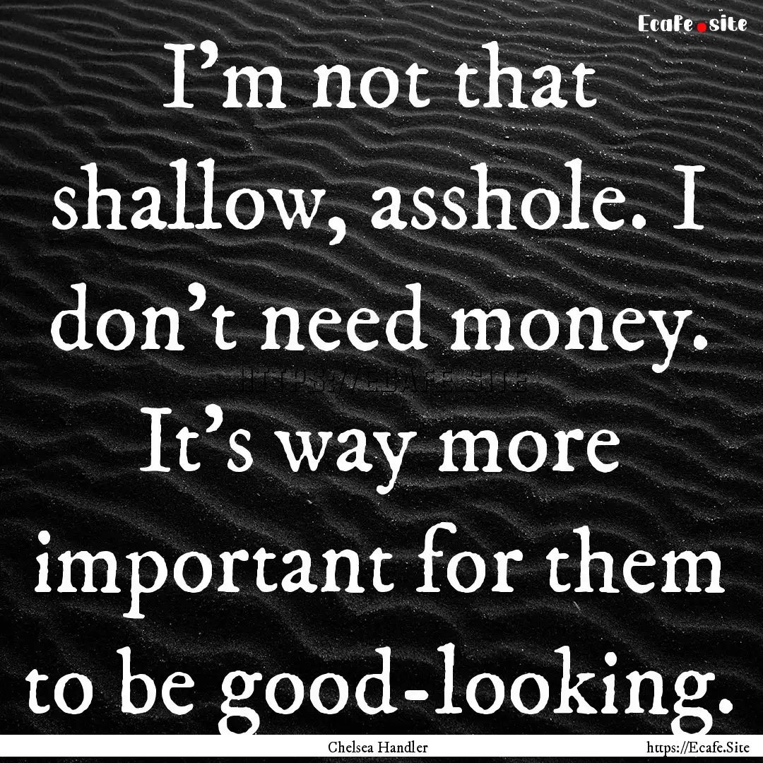 I'm not that shallow, asshole. I don't need.... : Quote by Chelsea Handler