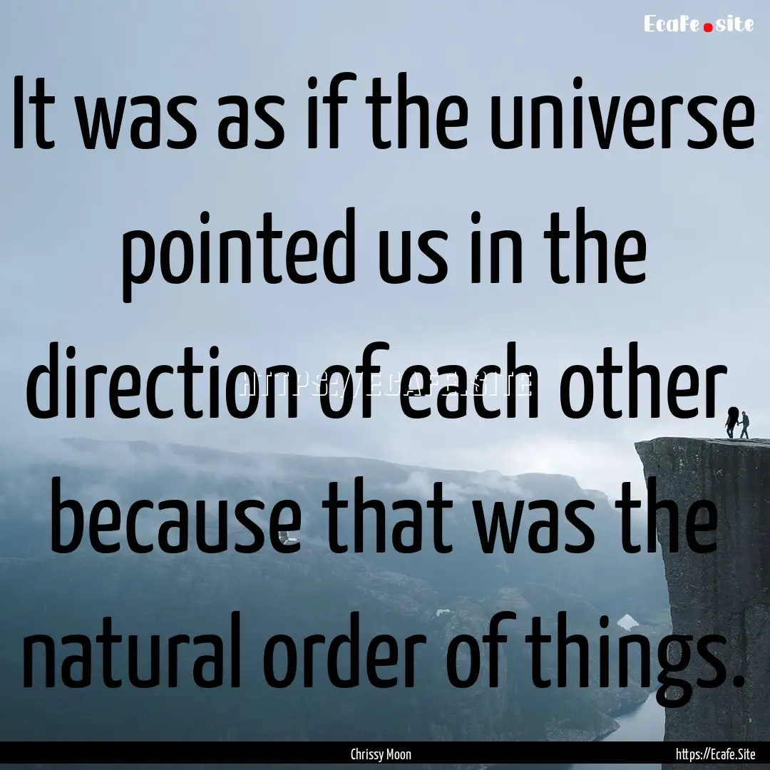 It was as if the universe pointed us in the.... : Quote by Chrissy Moon