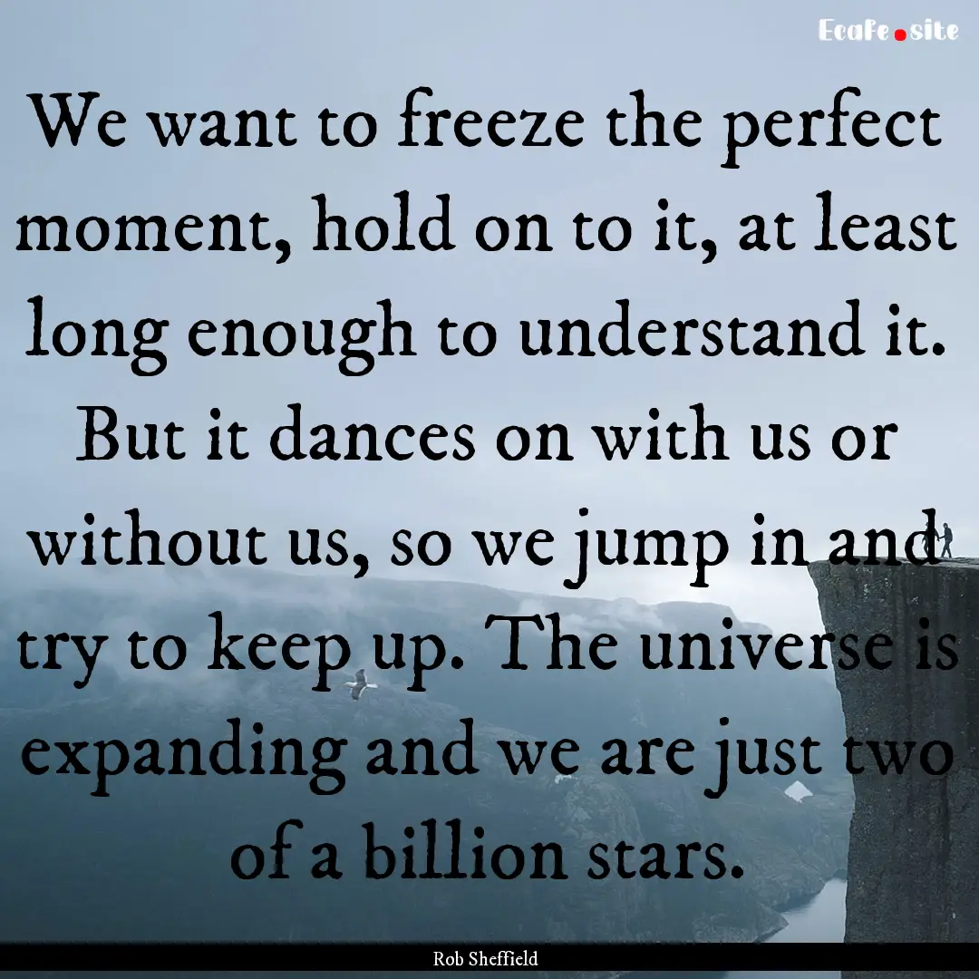 We want to freeze the perfect moment, hold.... : Quote by Rob Sheffield