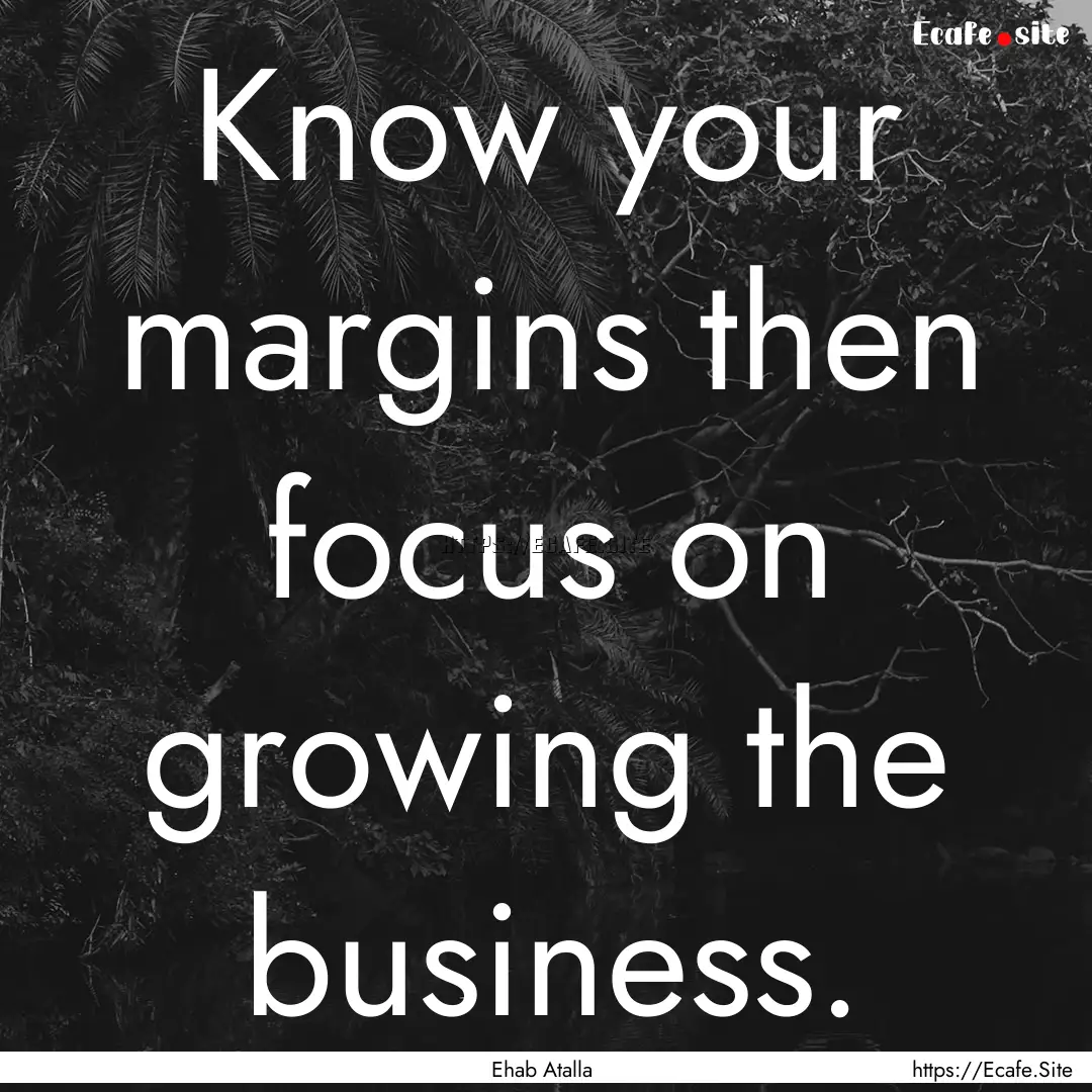 Know your margins then focus on growing the.... : Quote by Ehab Atalla