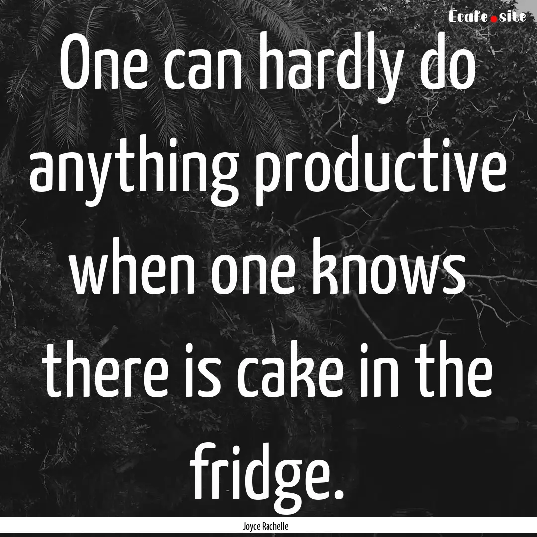 One can hardly do anything productive when.... : Quote by Joyce Rachelle