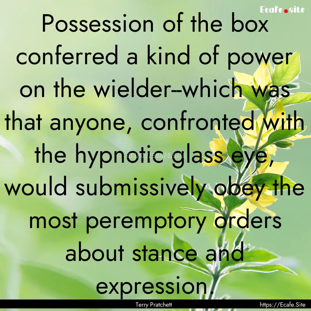 Possession of the box conferred a kind of.... : Quote by Terry Pratchett